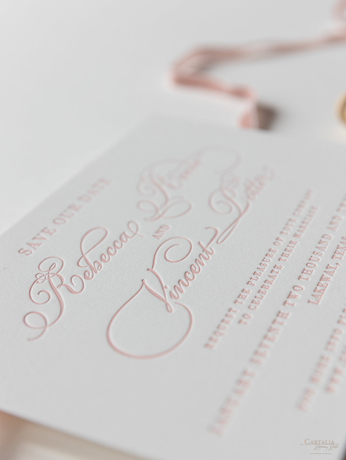 Luxury Letterpress Elegant Save the Date in 100 % Cotton 710gsm Board