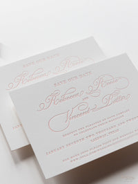 Luxury Letterpress Elegant Save the Date in 100 % Cotton 710gsm Board