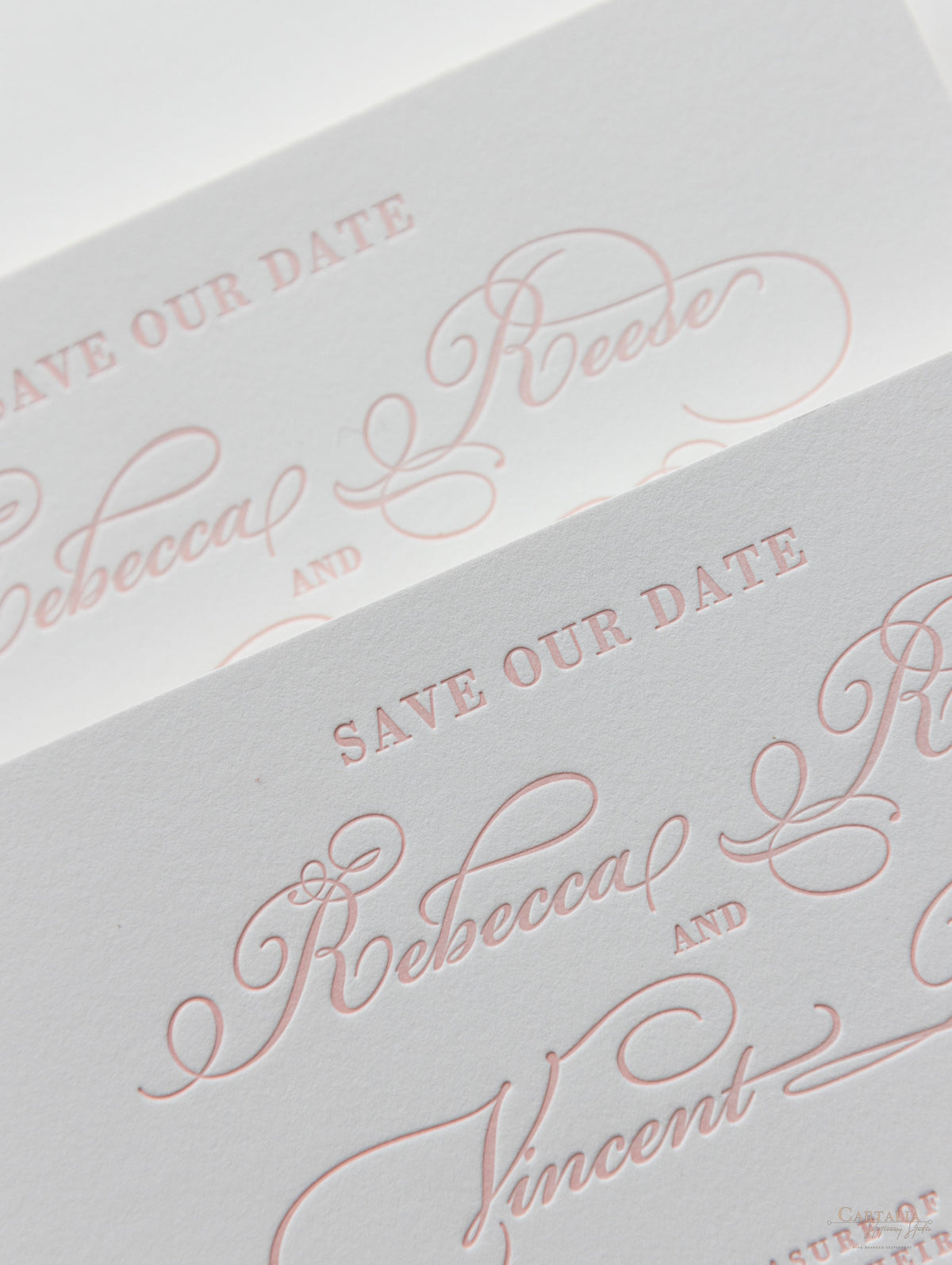 Luxury Letterpress Elegant Save the Date in 100 % Cotton 710gsm Board