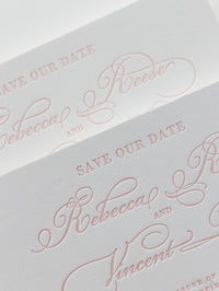 Luxury Letterpress Elegant Save the Date in 100 % Cotton 710gsm Board