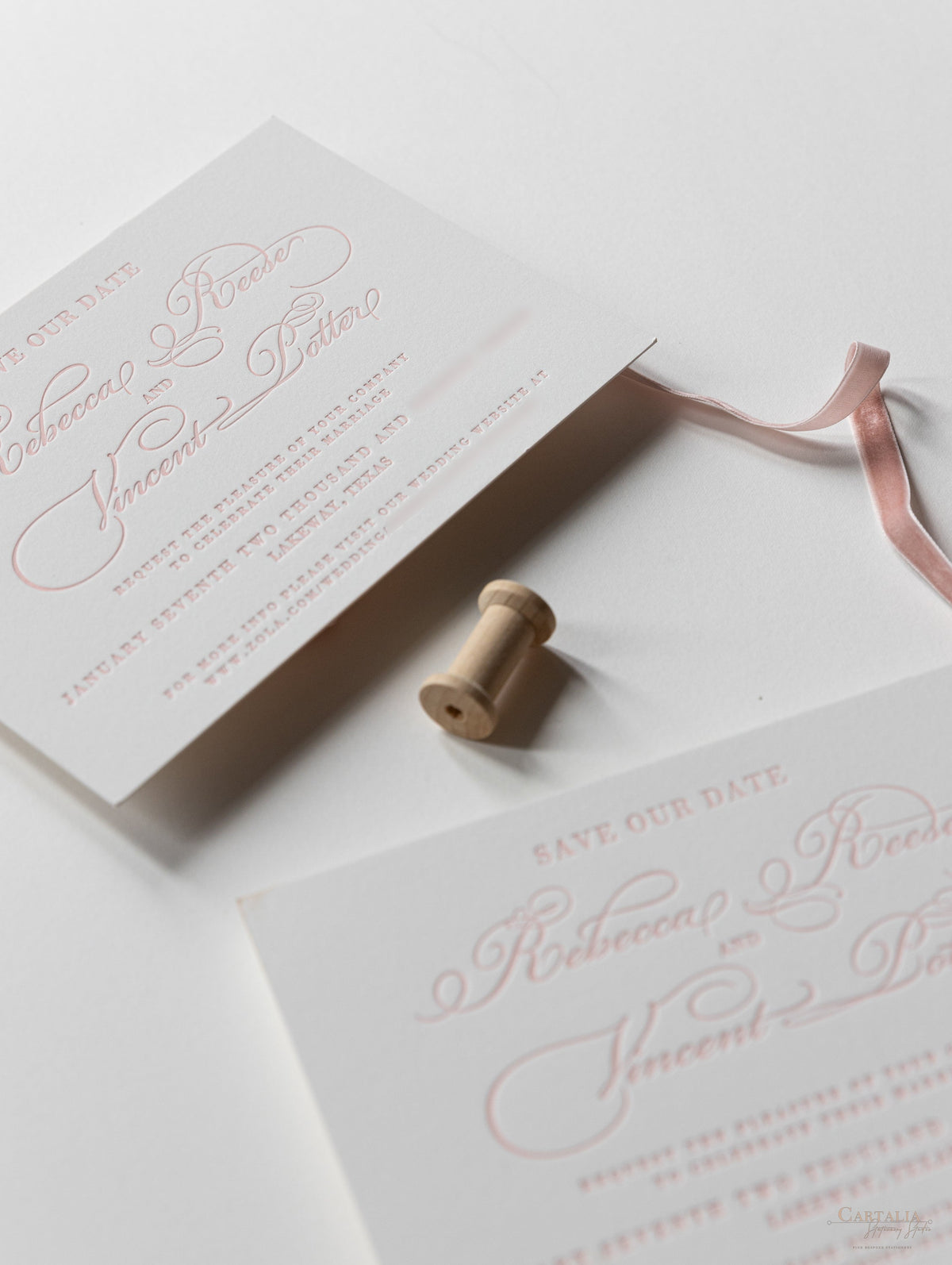 Luxury Letterpress Elegant Save the Date in 100 % Cotton 710gsm Board