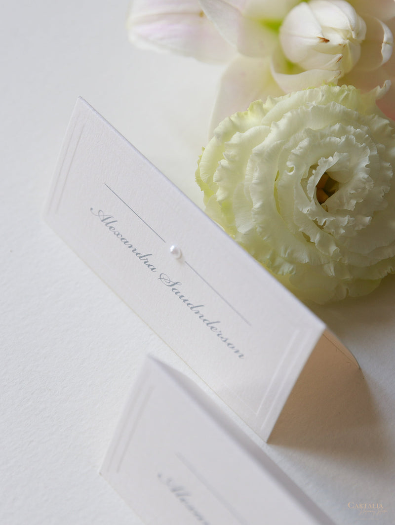 Luxury Embossed Pearl Place Card
