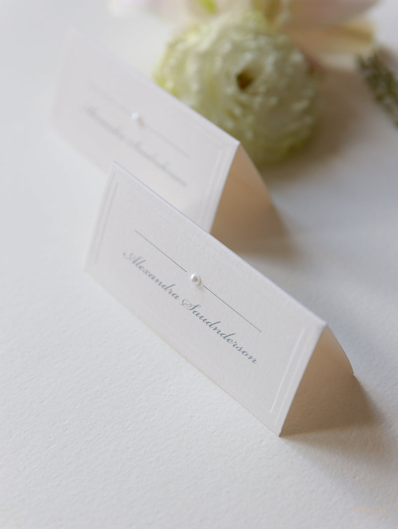 Luxury Embossed Pearl Place Card