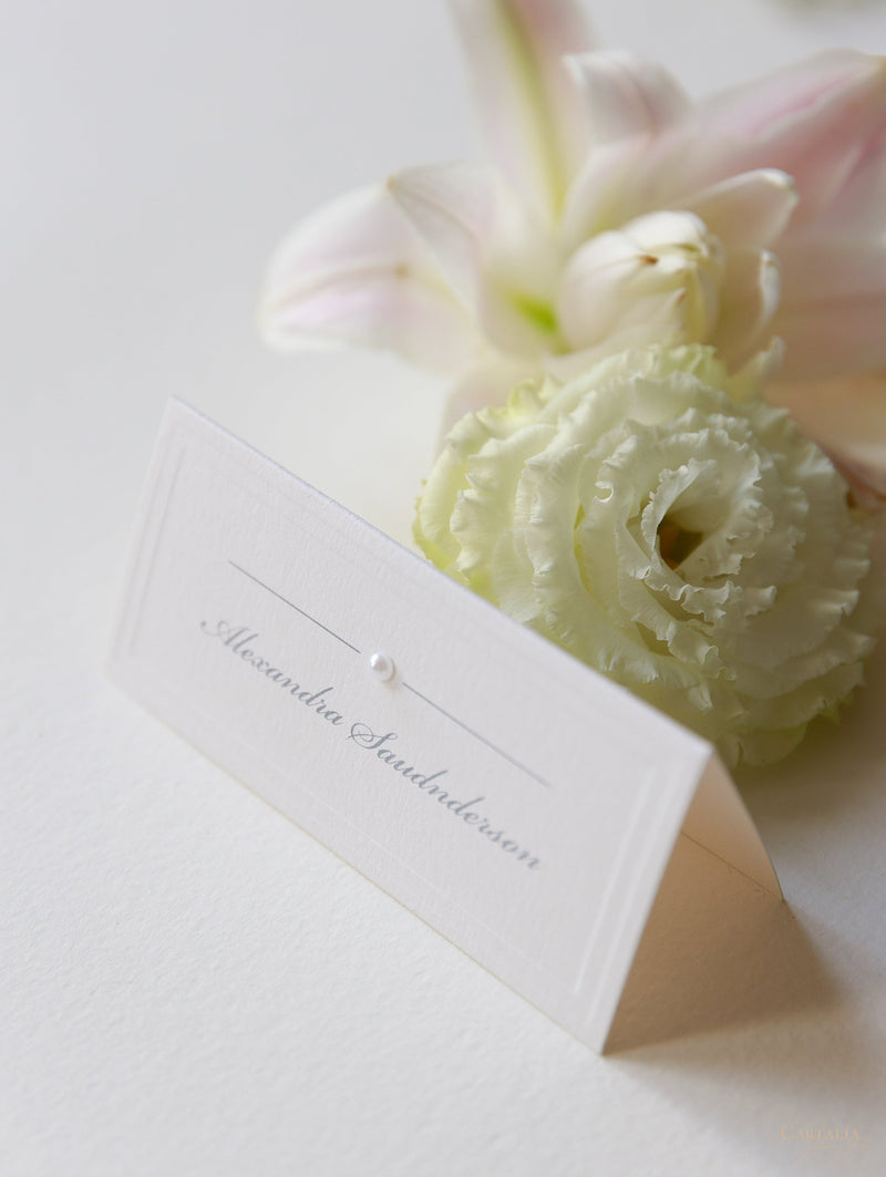 Luxury Embossed Pearl Place Card