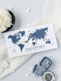 Silver & Navy Blue FOLDER Travel Wallet: Luxury Wedding Passport Invitation Suite in Pocket & Mirror Tag