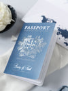 Silver & Navy Blue FOLDER Travel Wallet: Luxury Wedding Passport Invitation Suite in Pocket & Mirror Tag