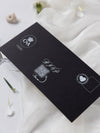 Black Luxury Passport Wedding Invitation Suite with Silver Glitter & Real Silver Foil