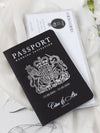 Black Luxury Passport Wedding Invitation Suite with Silver Glitter & Real Silver Foil