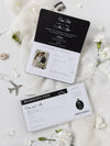 Black Luxury Passport Wedding Invitation Suite with Silver Glitter & Real Silver Foil