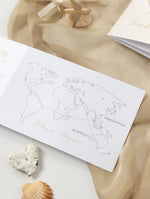 Nude & Gold Passport Wedding Invitation - Luxury Engraved Plane in Gold Plexi, Palm Tree Invitation