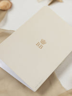 Nude & Gold Passport Wedding Invitation - Luxury Engraved Plane in Gold Plexi, Palm Tree Invitation