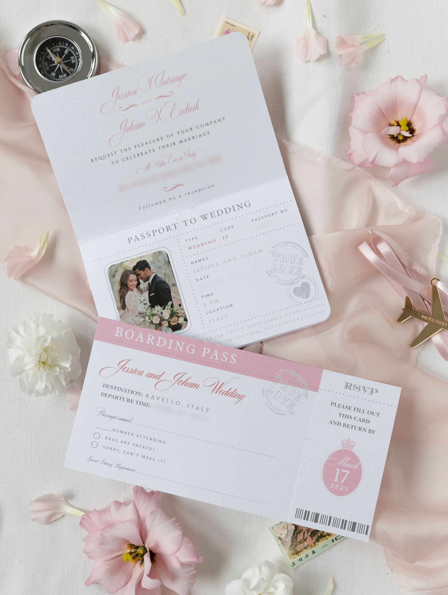 Pink shop wedding invitation