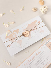 FOLDER Travel Wallet : Luxury Rose Gold Wedding Passport Invite with Qr Code  in Pocket & Mirror Tag Passport Invitation Suite