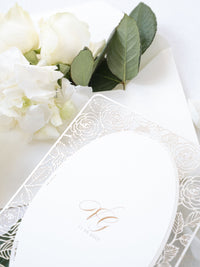 Romantic Roses Mirror Laser Cut Wedding Day Invitation