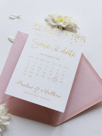 Luxury Royal Gold Foil Confetti Dotted Blush Pink Save the Date with Envelope