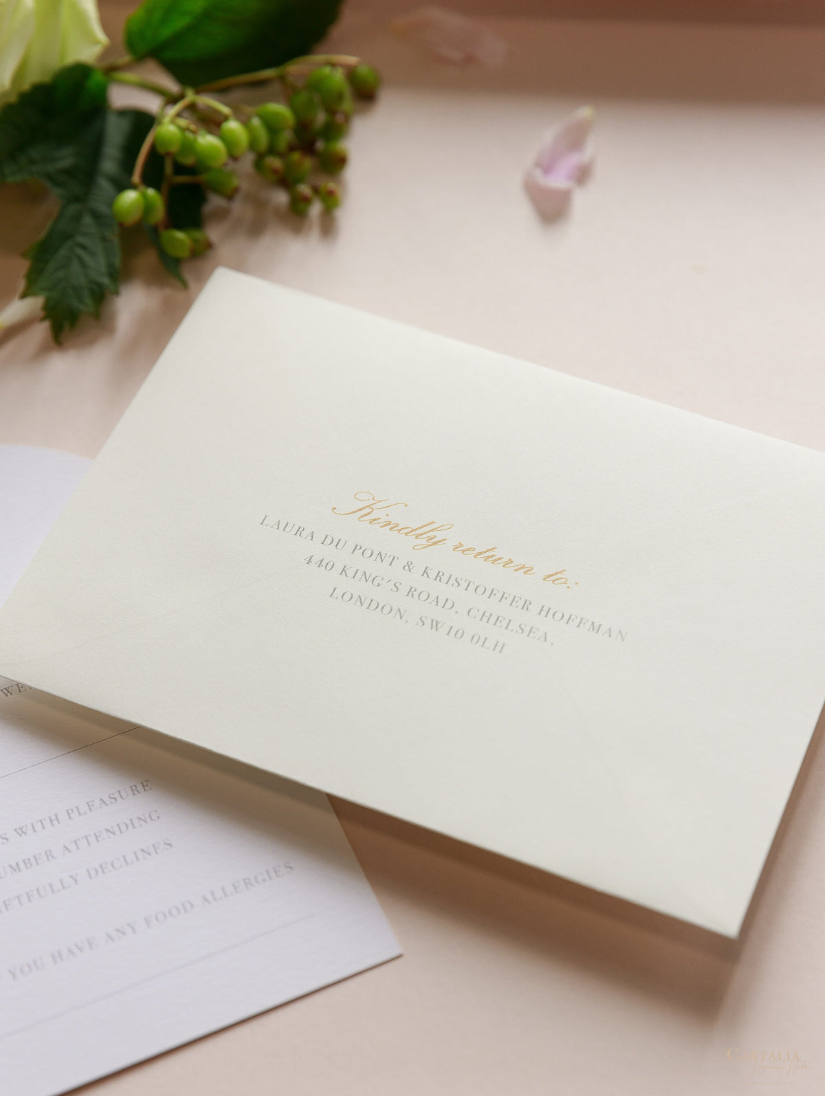 Suite de invitación de boda de lujo Villa del Balbianello | Folio estilo bolsillo con lugar de acuarela y lámina dorada | Boda en el lago de Como