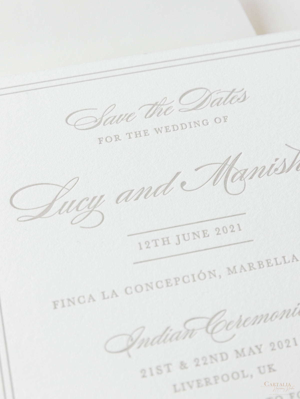 Square Ivory Luxury 710gsm Letterpress Save the Date Card