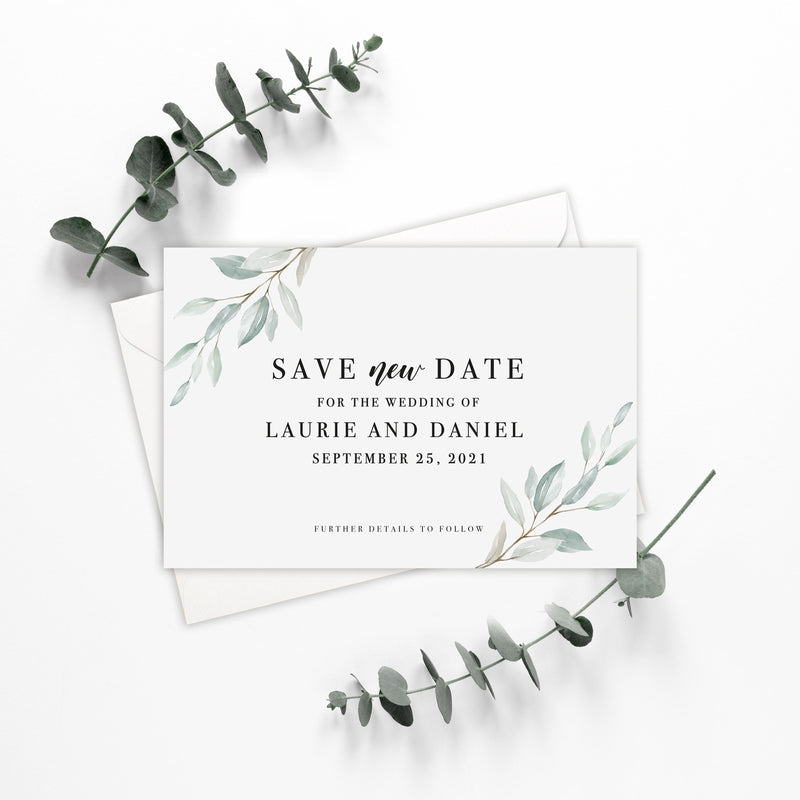 Boho Timeless Save New Date - Wedding Postpone Card
