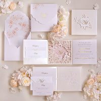 Lilac & Purple Couture Box: 3D Luxuriously Intricate Tier Laser Cutting Wedding Invitation Suite