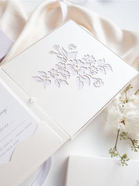 Lilac & Purple Couture Box : 3D Luxuriously Intricate Tier Laser Cutting Wedding Invitation Suite