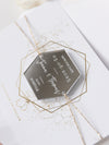 Modern Hexagon Plexi Mirror Save the Date Magnets | Wedding Invite | Gold & Silver