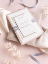 3 Tier Classic Wedding Invitation Suite With Monogram Tag & Ribbon Tie