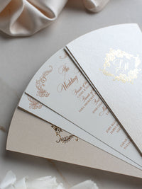 Wedding Petal Program Fan, Unique Order of Day, Order of Service, Unique Luxury Foil Monogram