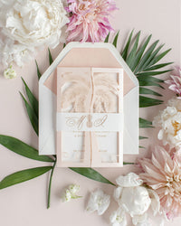 Golden Moroccan Palm Tree Intricate Die-Cut Invitation Suite