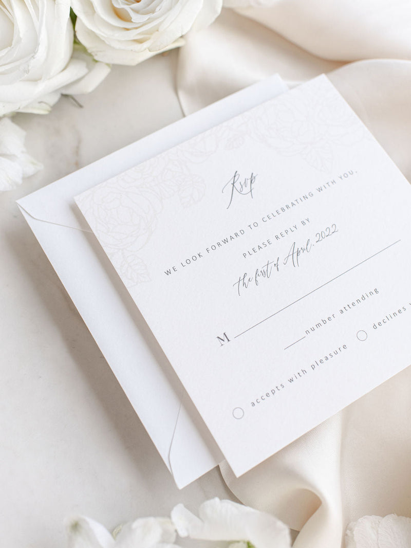Roses Quartz Laser Cut Pocket Folder with Rsvp Card