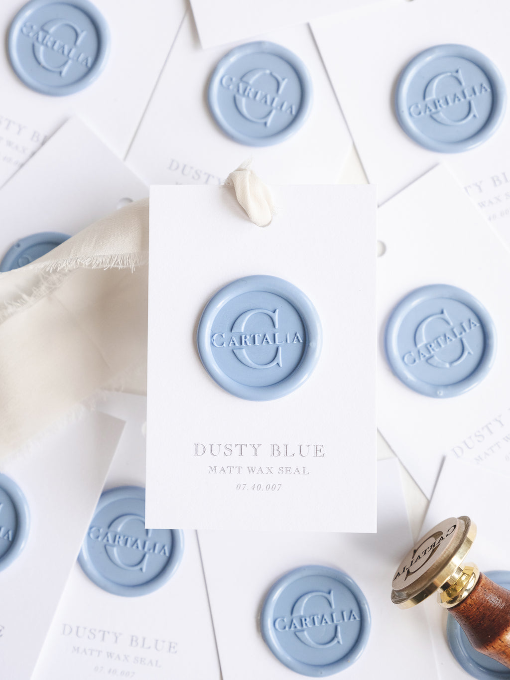 Dusty Blue Monogram Wedding Envelope Sticker Seals