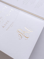 Luxury Royal Gold Foil Confetti Dotted Gold and White Pocket fold Wedding Invitation Suite