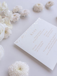 Luxury Royal Gold Foil Confetti Dotted Gold and White Pocket fold Wedding Invitation Suite