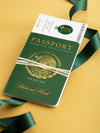 Mexico Green Passport Wedding Invitation with Real Gold Foil
