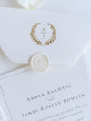Triple Embossed Monogramed Gold Foil Pocket Wedding Invitation Suite with Wax Seal