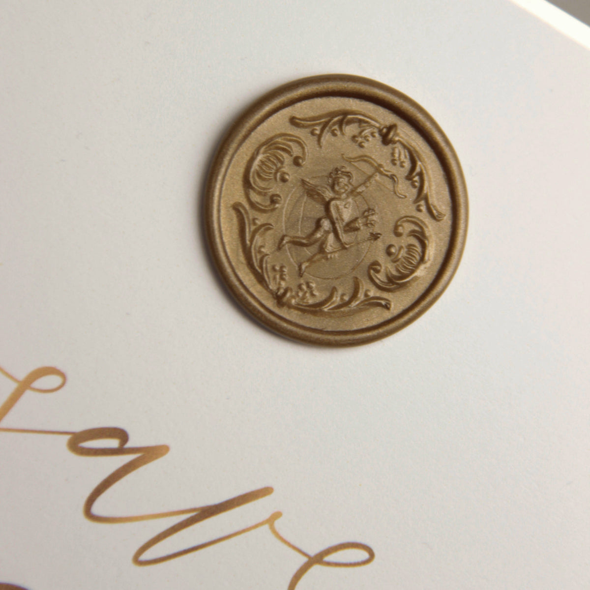 Estilo de caligrafía de sello de cera dorada Guarde la fecha con adornos de lámina dorada de lujo