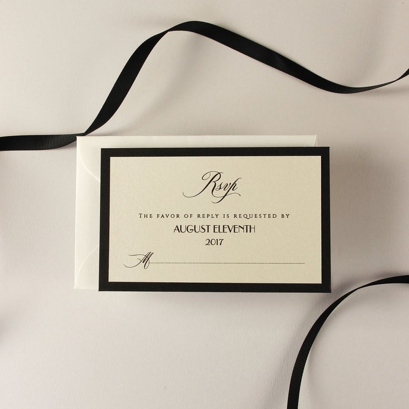 Art Deco Great Gatsby Luxury Black Tie RSVP / SAVE THE DATE / Extra Card with Envelope