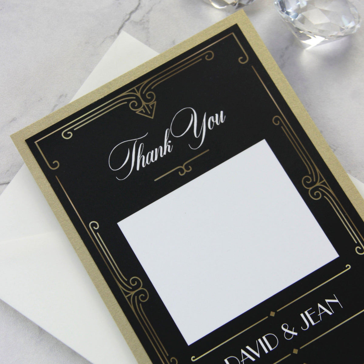 Golden Art Deco Great Gatsby Thank you Card with Envelope
