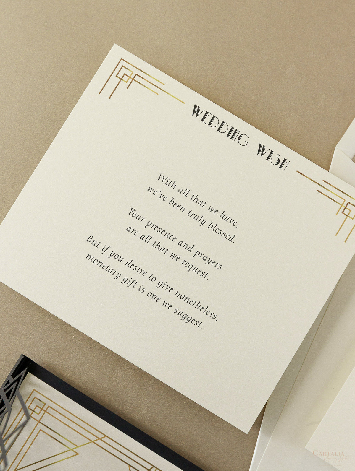 Art Deco Laser Cut Great Gatsby Laser Cut Pocketfold Wedding Invitation Suite with 3 Tier: Guest Info & Travel & RSVP Card