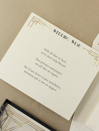 Art Deco Laser Cut Great Gatsby Laser Cut Pocketfold Wedding Invitation Suite with 3 Tier :  Guest Info & Travel & Rsvp Card