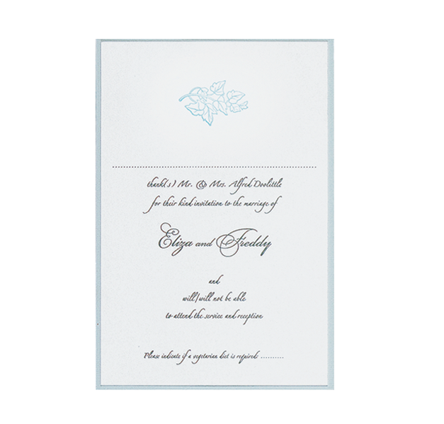 Blue Satin Classic Wedding Reply Card, Rsvp