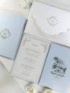 Hotel Villa Cimbrone Invitations |  Wedding Pocket Suite with Gold Foil and Wedding Venue Sketch