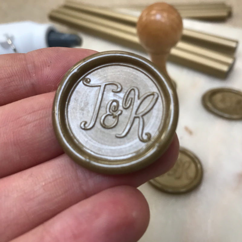 PERSONALIZED WAX SEAL STAMP CUSTOM DESIGN WITH SEALING WAX 50s