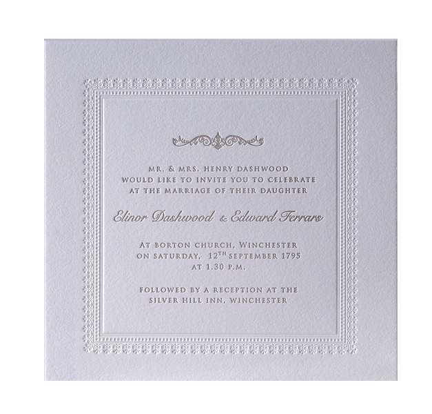 Debossed 710gsm Luxury Letterpress Elegant Evening Invitation