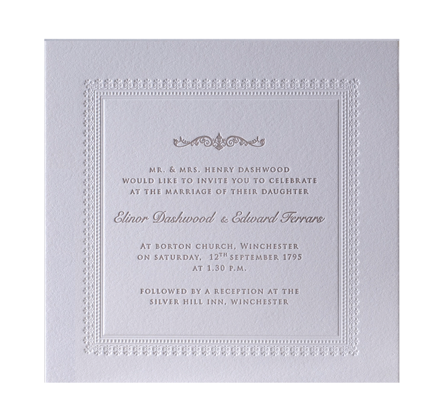 Embossed 710gsm Luxury Letterpress Elegant Evening Invitation