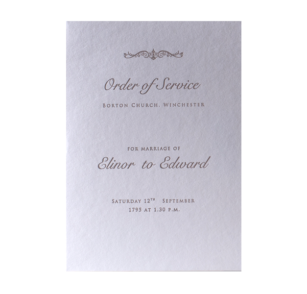 Embossed Luxury Letterpress Elegant Order of Service / Menu