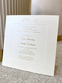 Champagne Luxury Embossed Monogram Wedding Day Invitation with Foil