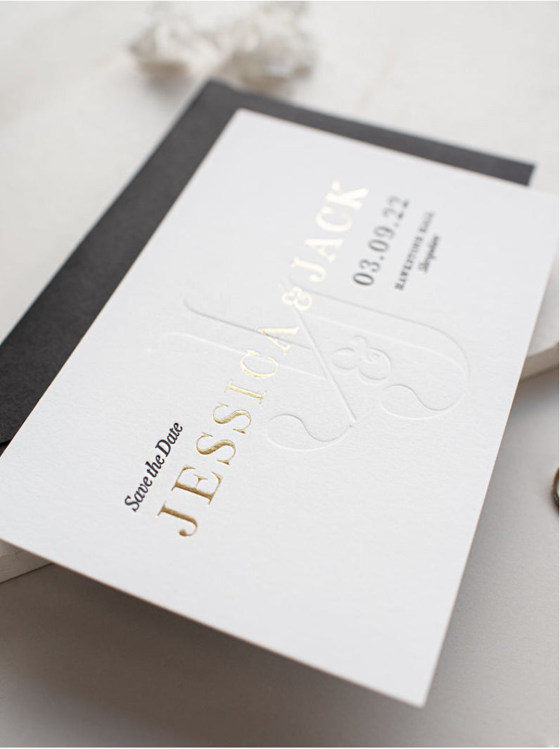 MINIMAL | Luxury Monogram & Foil 710gsm Letterpress Save the Date