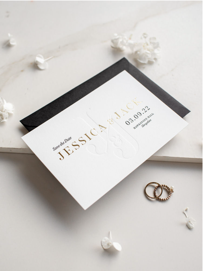 MINIMAL | Luxury Monogram & Foil 710gsm Letterpress Save the Date