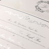 Luxury Gold Foil Invitation pocket fold suite for Wedding Day, Rsvp, Info Card with Laser Cut pocket, Calligraphy Script