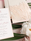 Luxury Tropicana A Palm Tree Wrap Laser Cut Leaves with Rsvp + Reception Suite Invitation